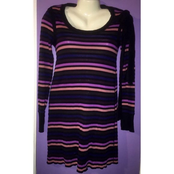 Sonia Rykiel Karma Body & Soul VTG 2000s Long Sleeve Striped Shift Dress Size XS - Picture 2 of 8